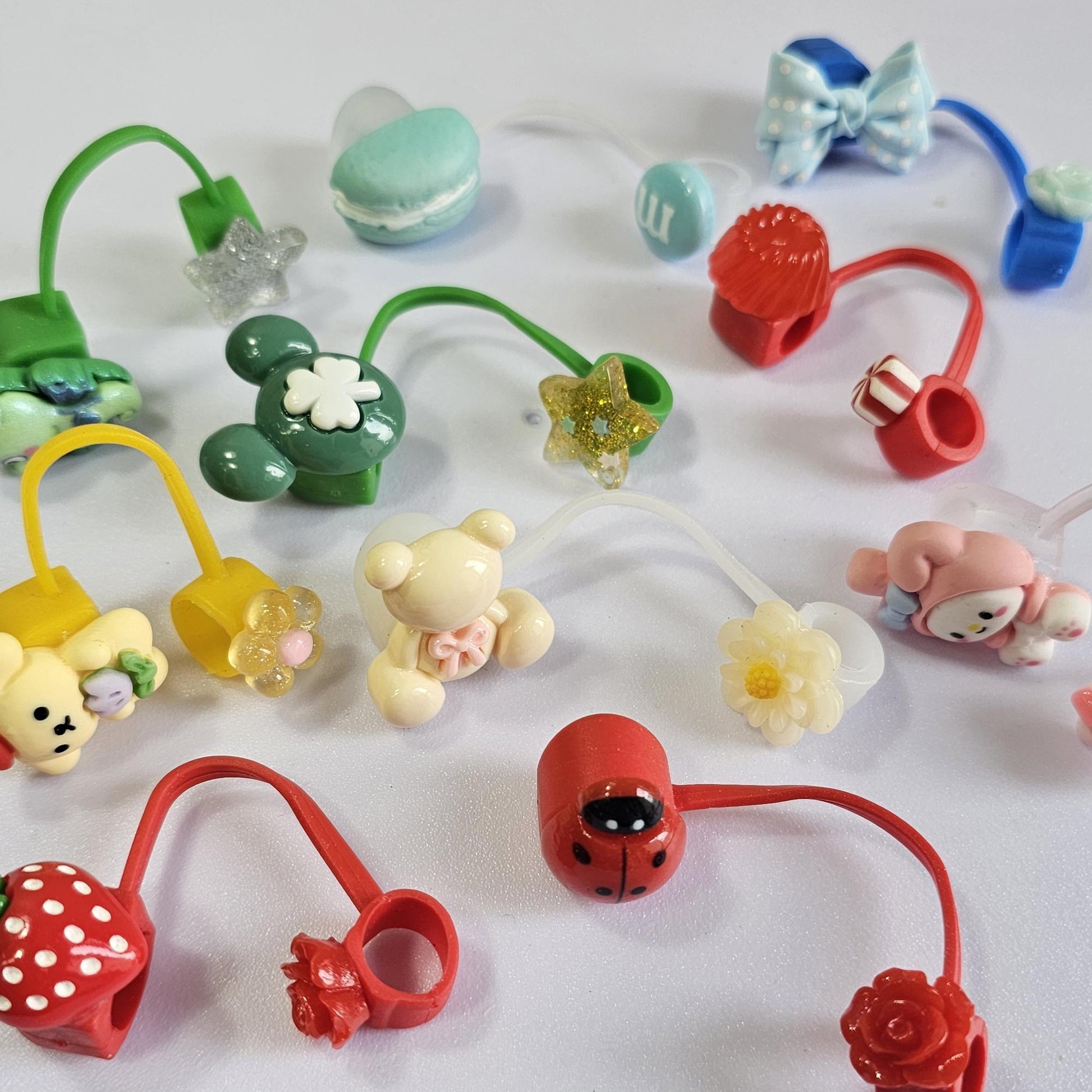 20 Pcs Straw Toppers Straw Cover Mixed Designs 8mm 10mm