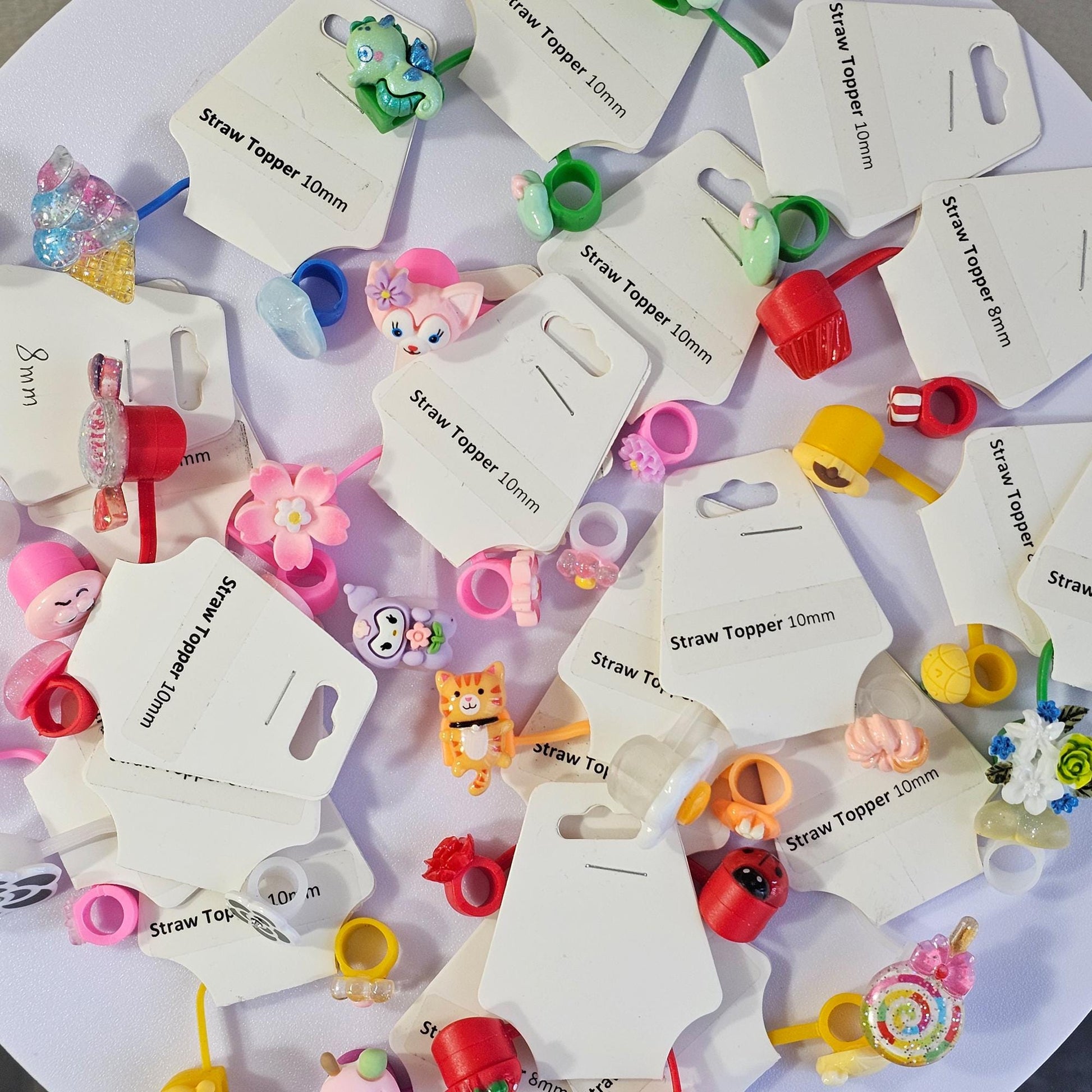 20 Pcs Straw Toppers Straw Cover Mixed Designs 8mm 10mm