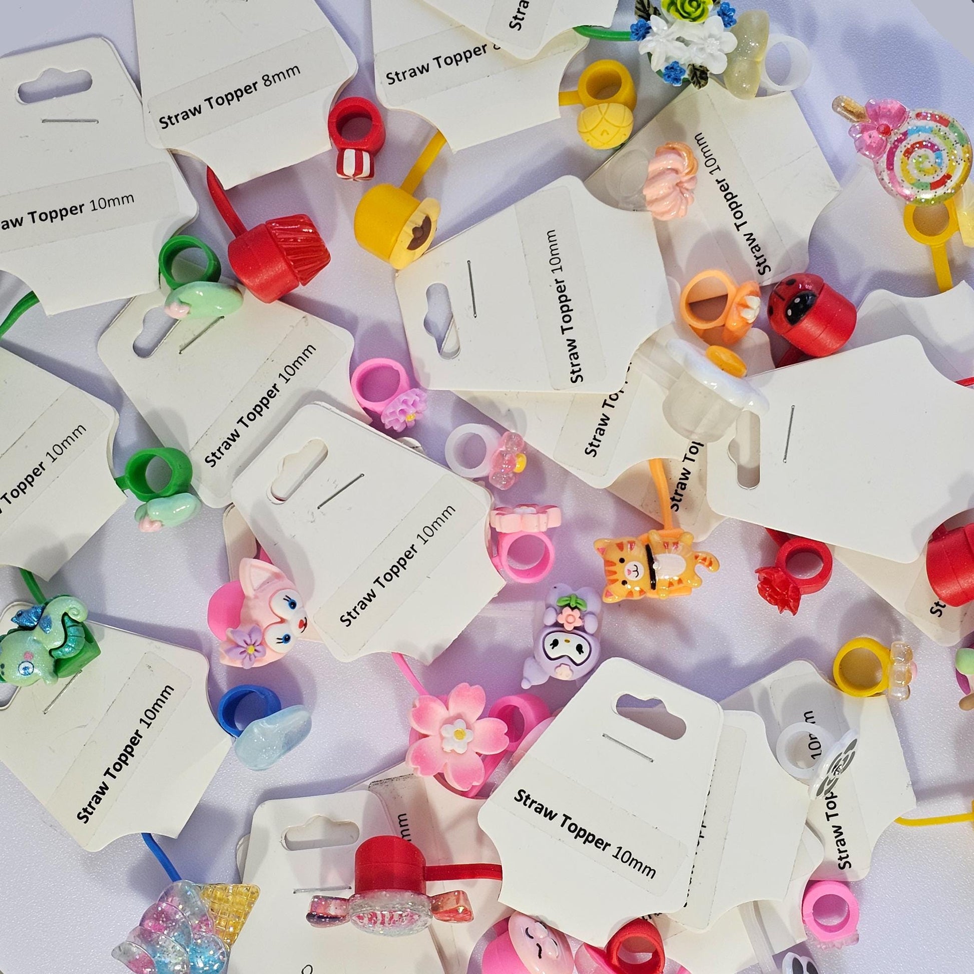 20 Pcs Straw Toppers Straw Cover Mixed Designs 8mm 10mm