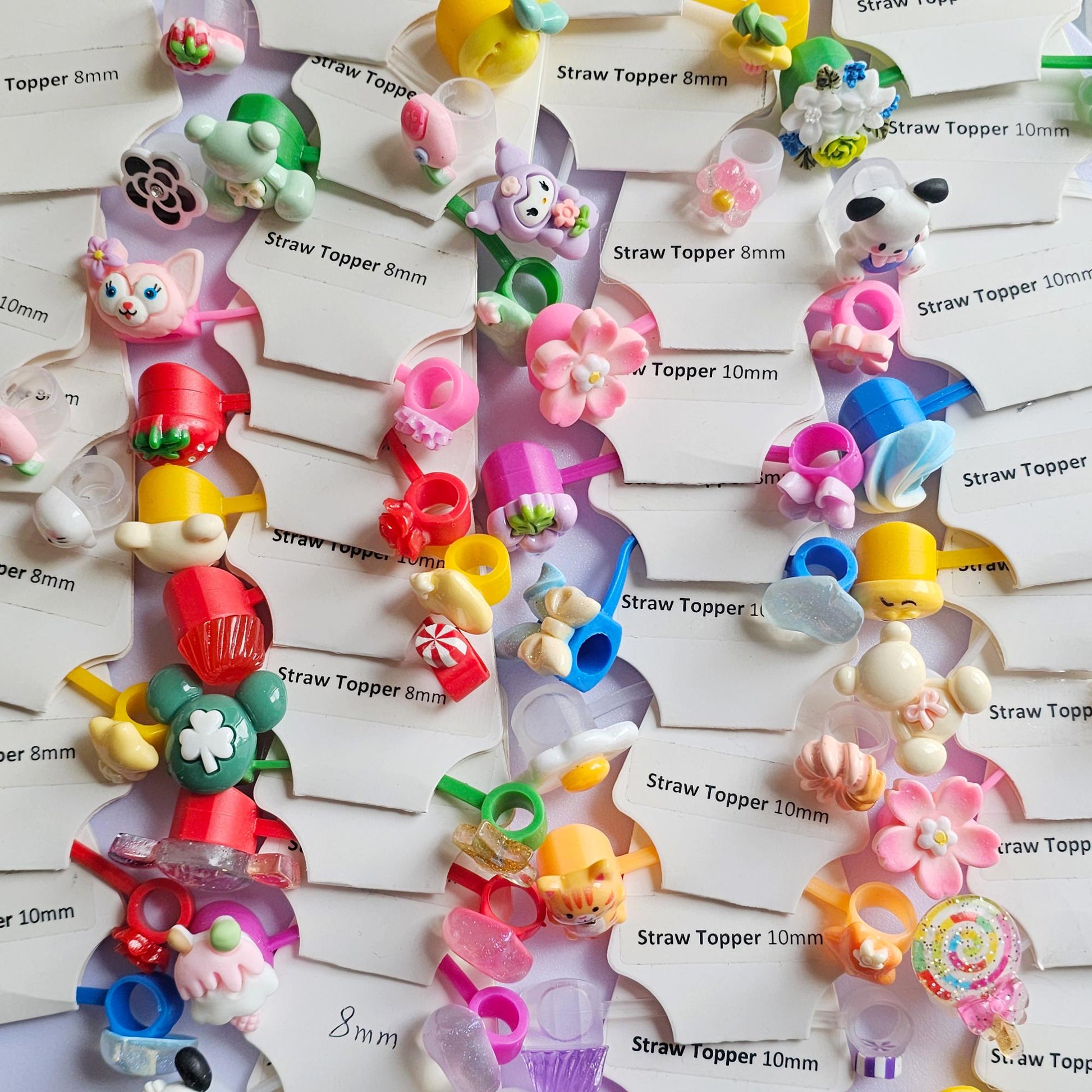 20 Pcs Straw Toppers Straw Cover Mixed Designs 8mm 10mm