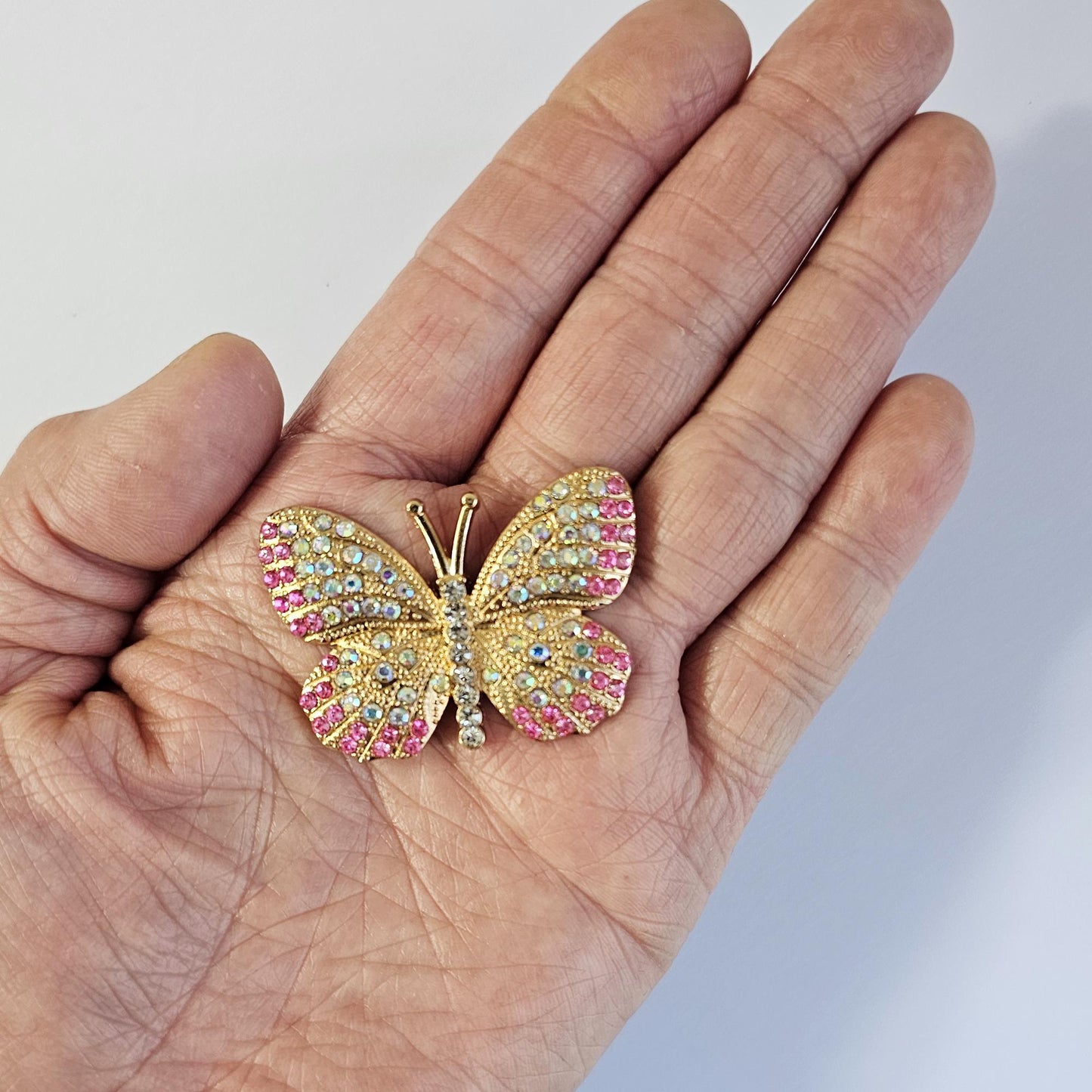 2 Pcs Rhinestone Butterfly Alloy Gold Bling Gorgeous Luxury Sparkling embellishment DIY 40mm X 30mm
