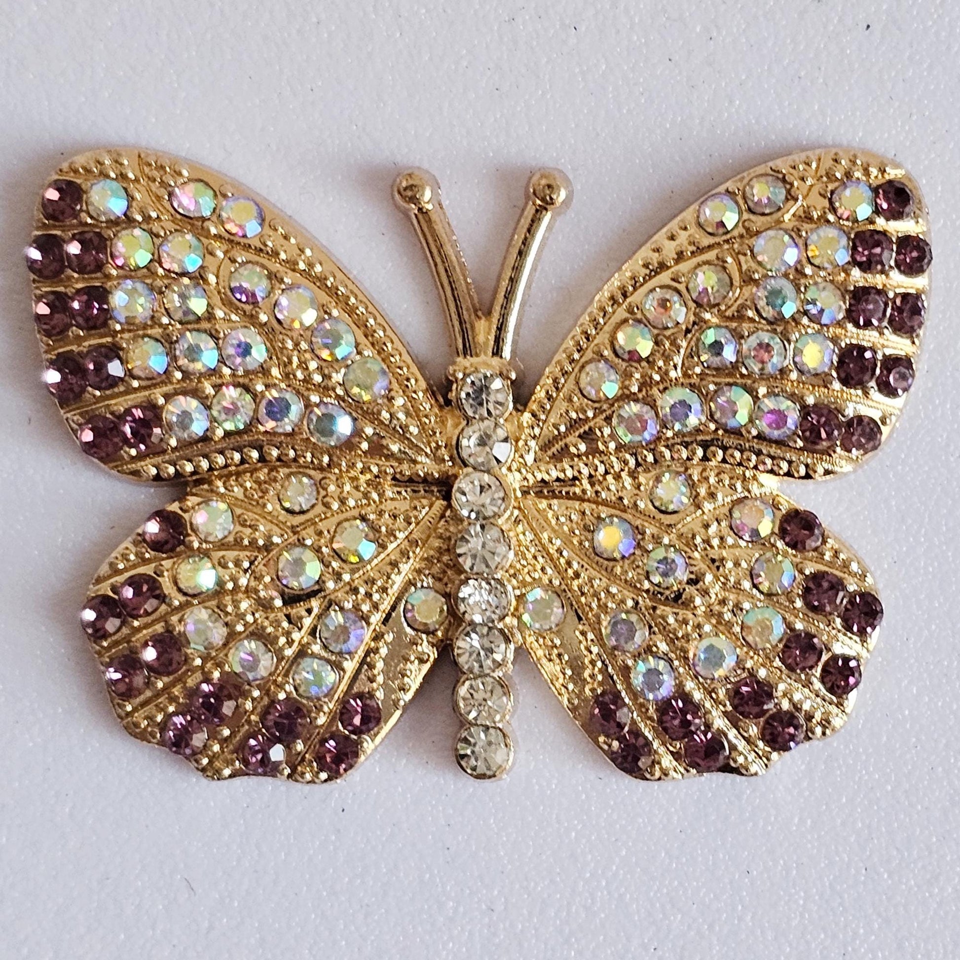 2 Pcs Rhinestone Butterfly Alloy Gold Bling Gorgeous Luxury Sparkling embellishment DIY 40mm X 30mm