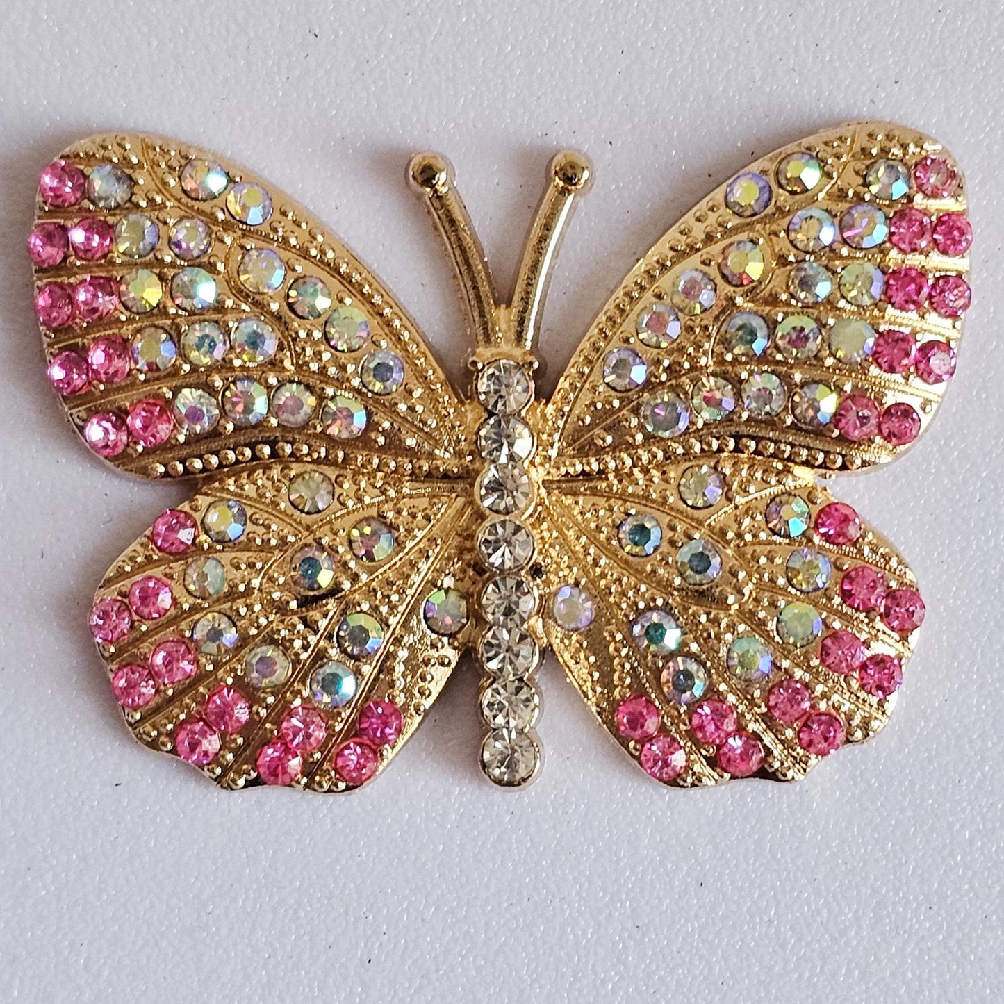 2 Pcs Rhinestone Butterfly Alloy Gold Bling Gorgeous Luxury Sparkling embellishment DIY 40mm X 30mm