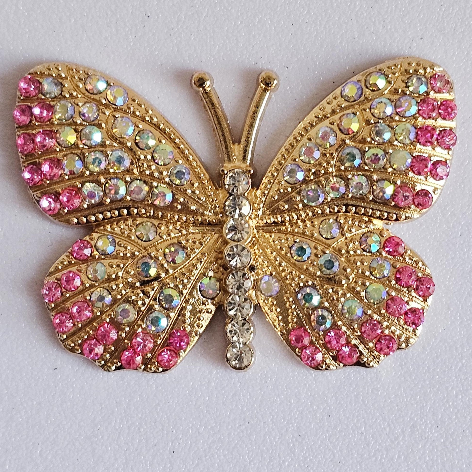 2 Pcs Rhinestone Butterfly Alloy Gold Bling Gorgeous Luxury Sparkling embellishment DIY 40mm X 30mm