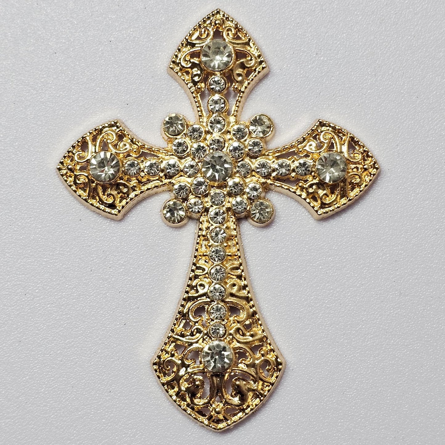 2 Pcs Rhinestone Cross Religion Alloy Bling Gorgeous Luxury Sparkling embellishment DIY 72mm X 55mm