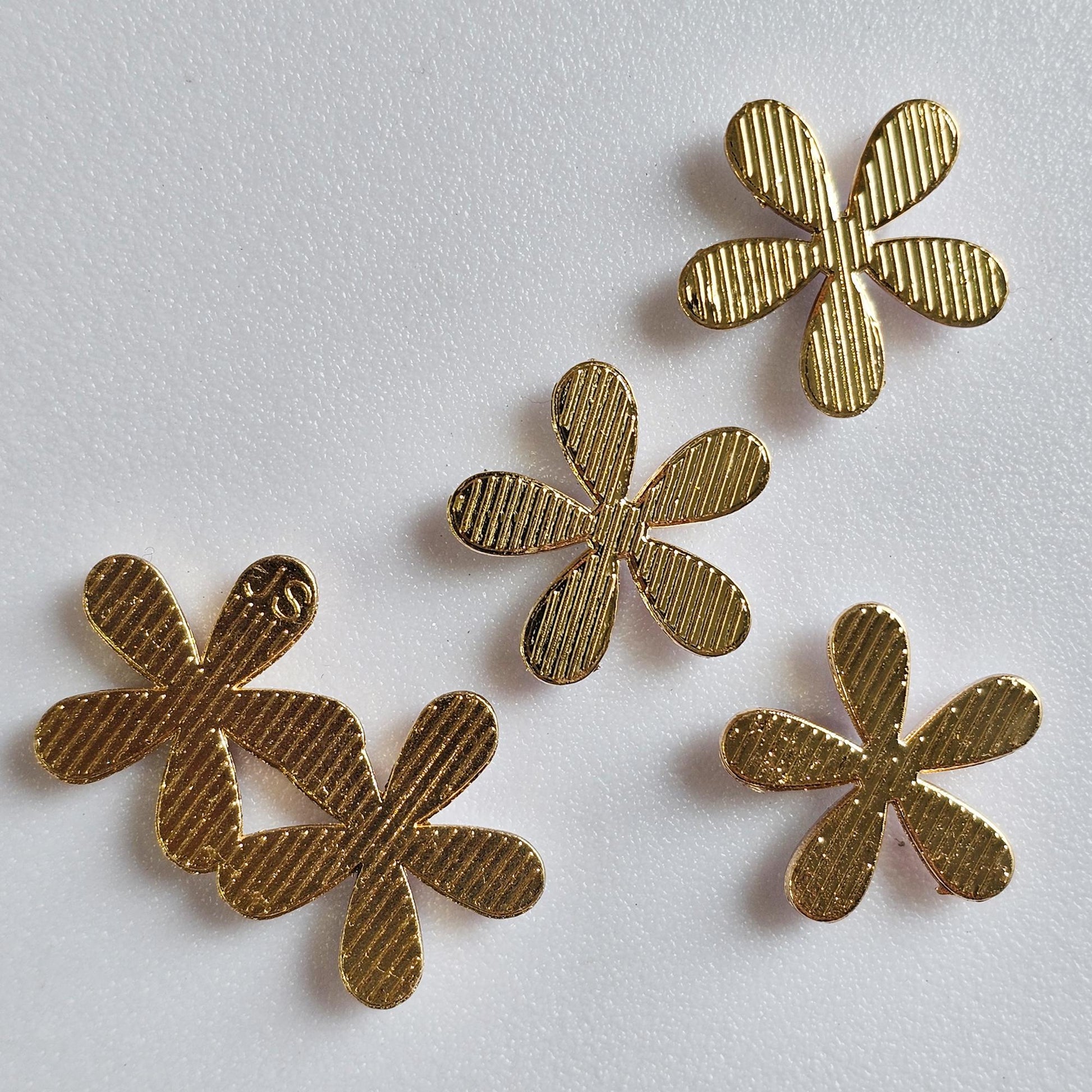 2 Sets Rhinestone Daisy Flower Gold Alloy Bling Gorgeous Luxury Sparkling Embellishment DIY 16mm