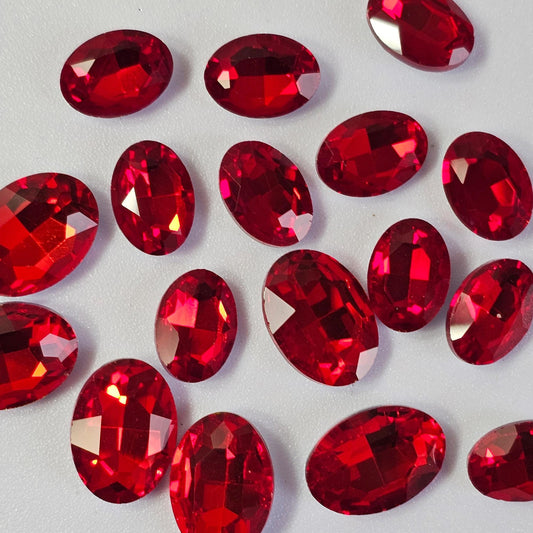 Oval Pointed Back Gems Jewels Red Rhinestone 10x14mm 13x18mm