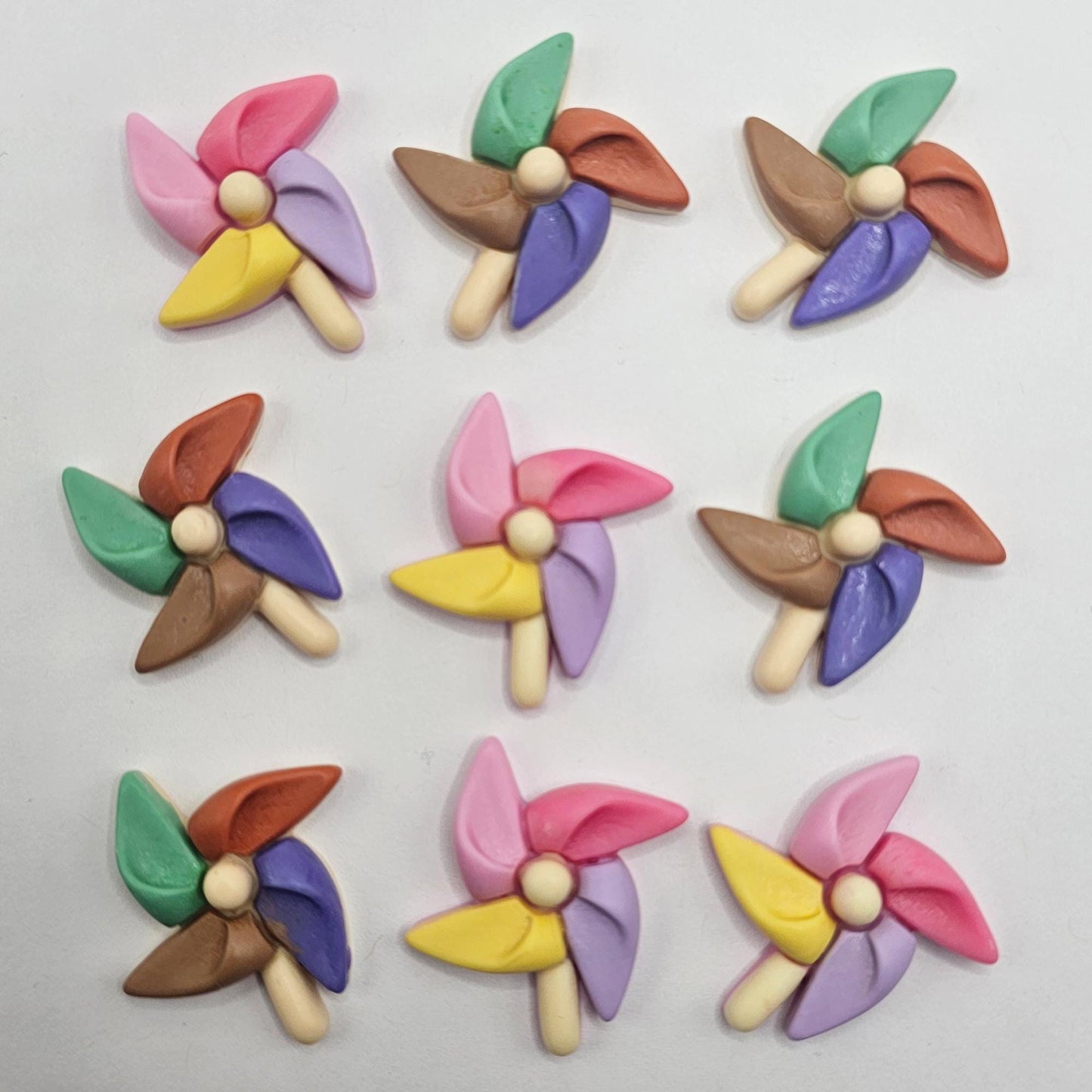 6/20 Pcs Multicolor Windmill Pinwheel Cabochon, Wind Spinner Flatback Cabochons #CAB222