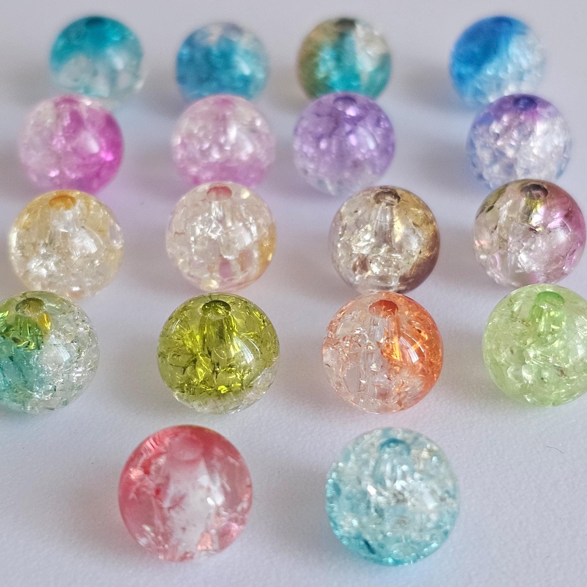 30 Pcs Acrylic Beads Multi-Color Polished Crackled Beads Loose Beads Crystal Beads 10mm x 2mm