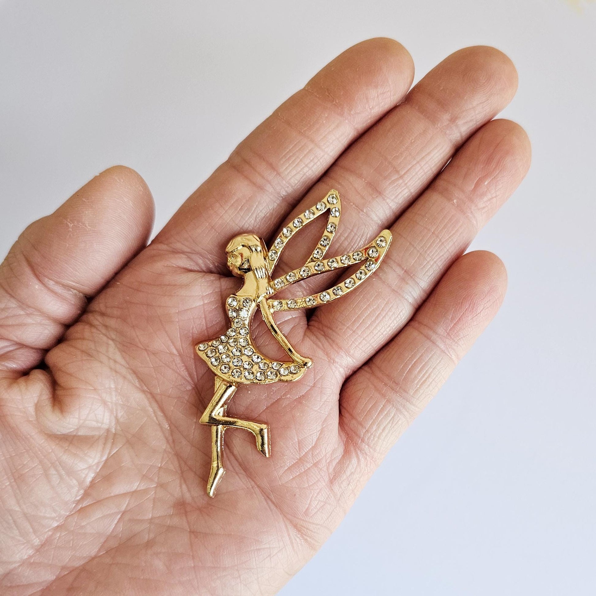 2 Pcs Rhinestone Fairy Gold Bling Gorgeous Luxury Sparkling Embellishment DIY 70mm X 32mm