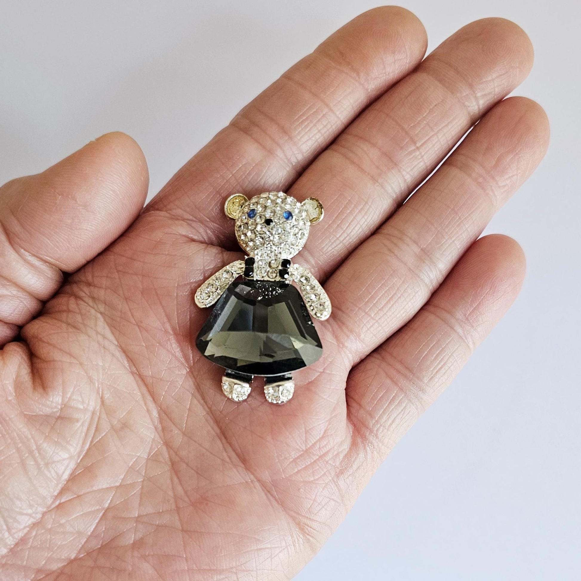 2 Pcs Rhinestone Bear Alloy Silver Bling Gorgeous Luxury Sparkling Embellishment DIY 40mm X 27mm