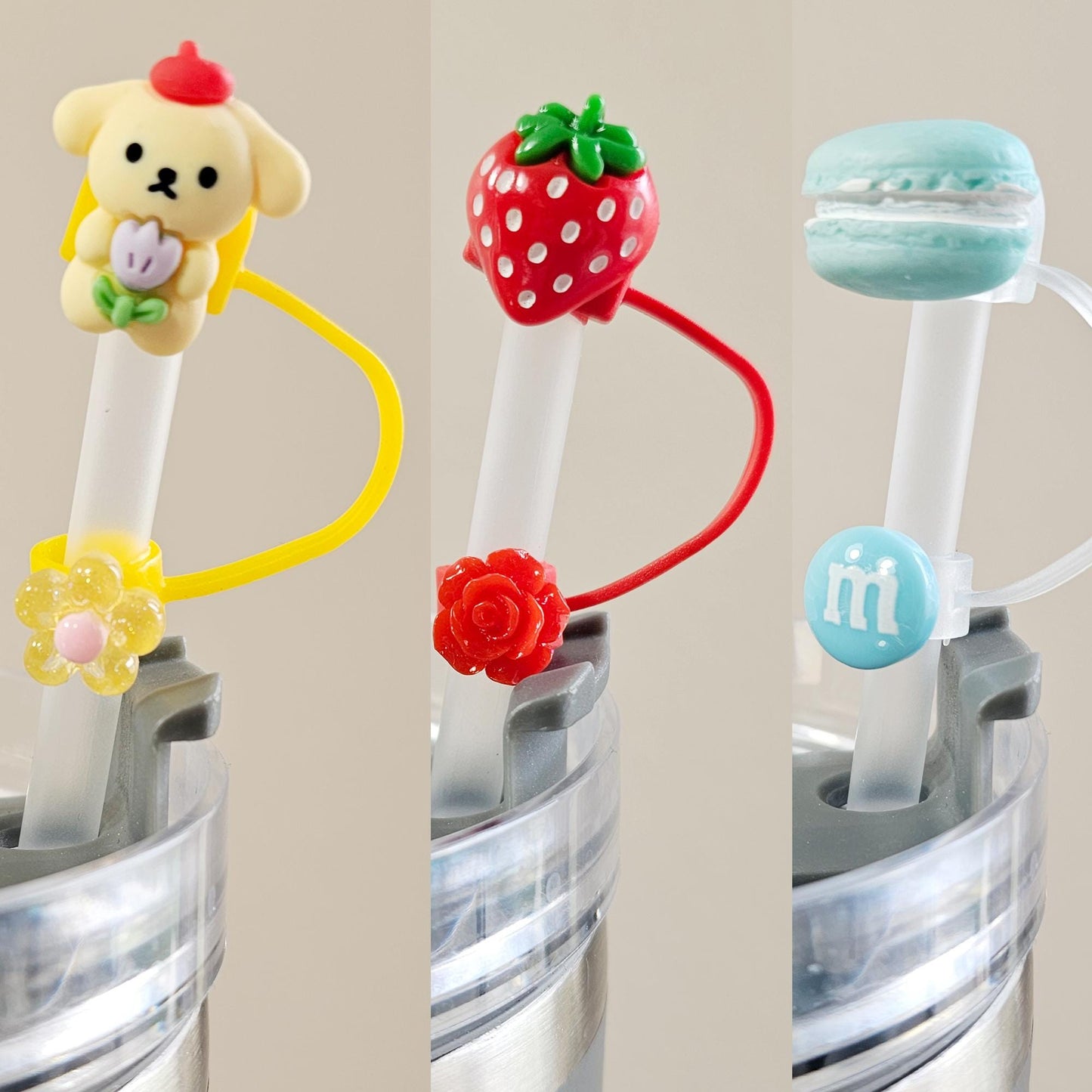 20 Pcs Straw Toppers Straw Cover Mixed Designs 8mm 10mm