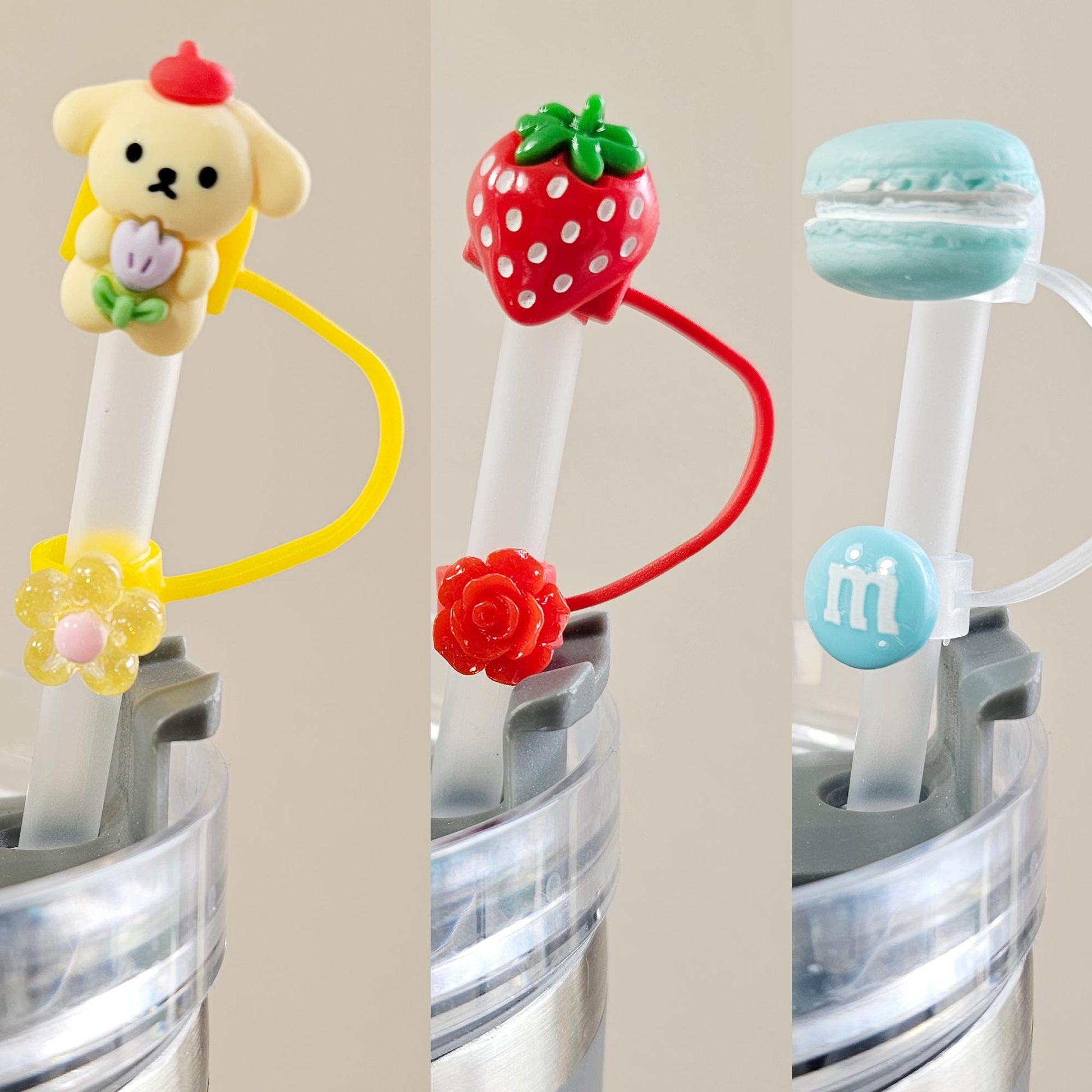 20 Pcs Straw Toppers Straw Cover Mixed Designs 8mm 10mm