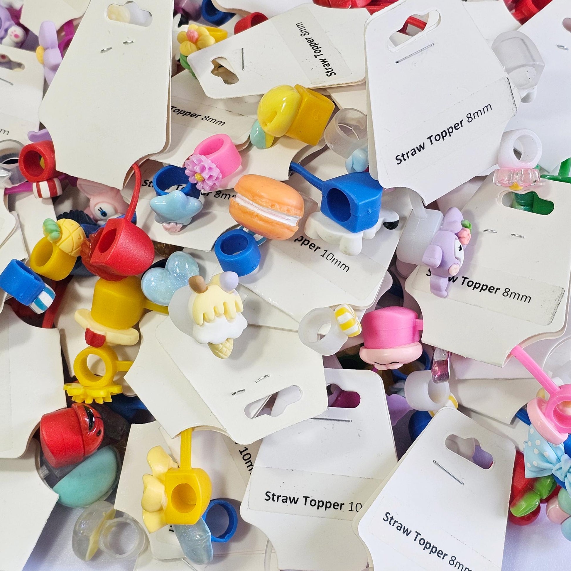 20 Pcs Straw Toppers Straw Cover Mixed Designs 8mm 10mm