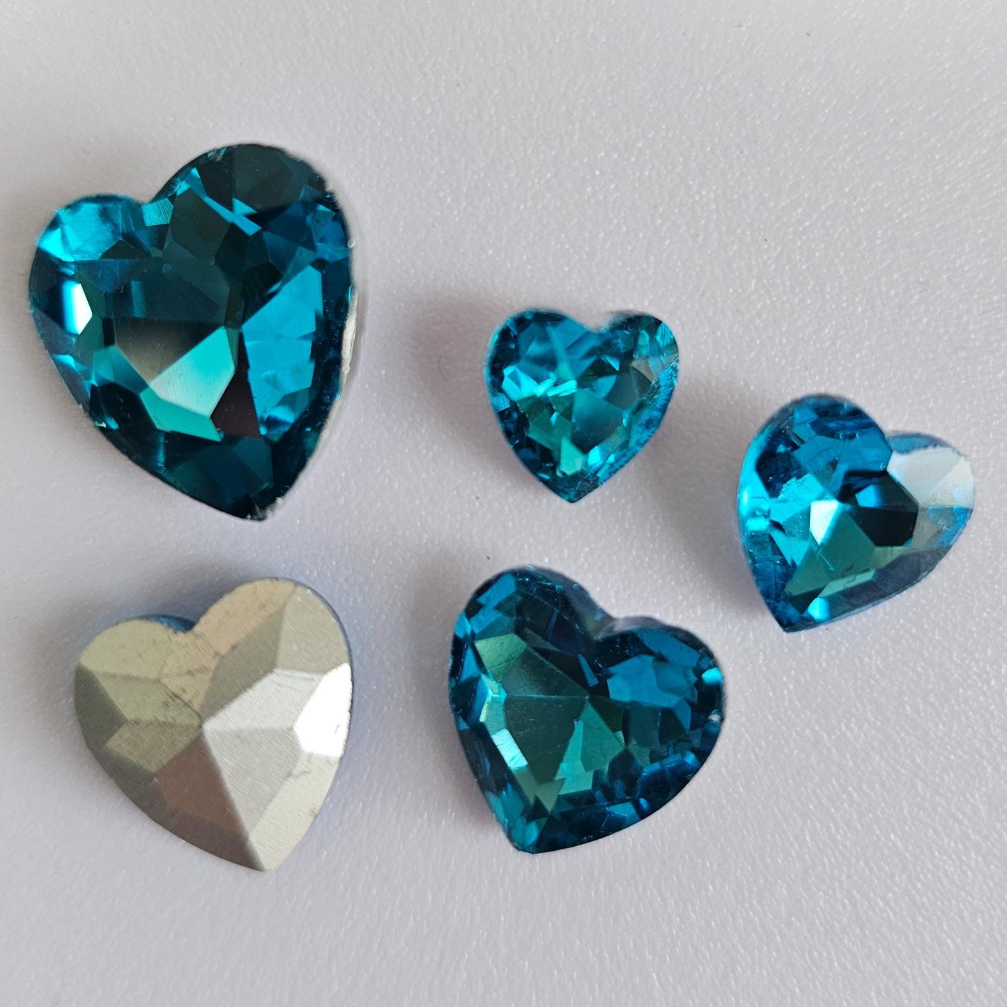 Heart Pointed Back Gems Jewels Turquoise Blue Rhinestone 10mm 12mm 14mm 18mm
