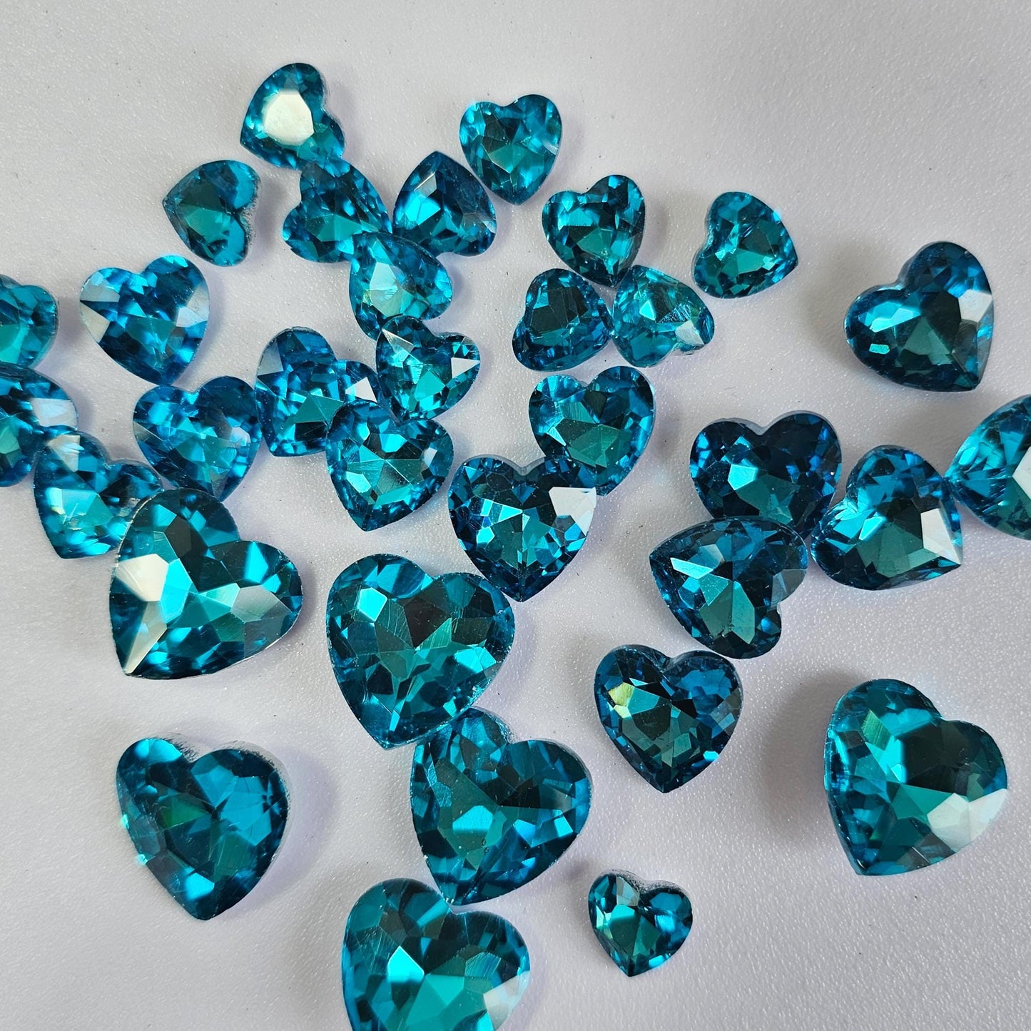 Heart Pointed Back Gems Jewels Turquoise Blue Rhinestone 10mm 12mm 14mm 18mm