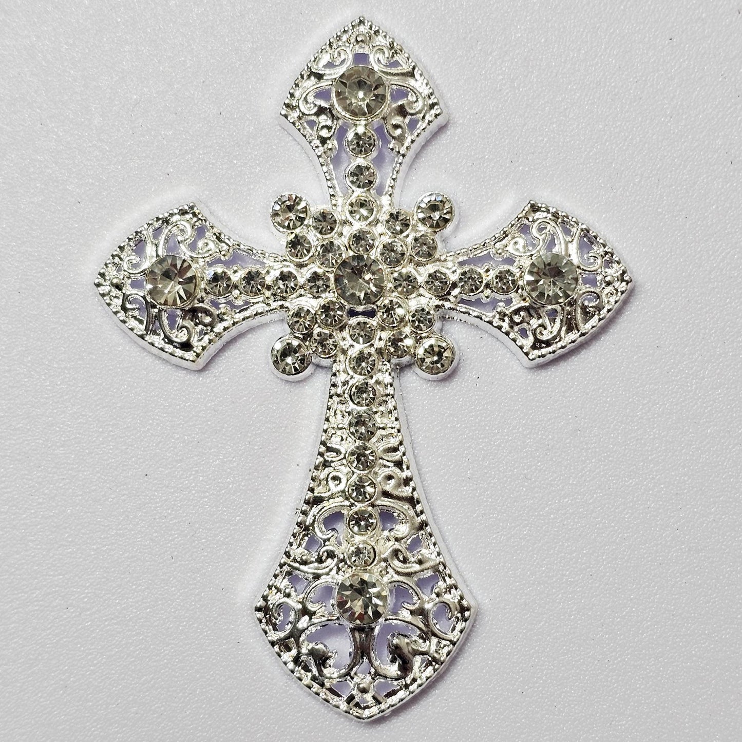 2 Pcs Rhinestone Cross Religion Alloy Bling Gorgeous Luxury Sparkling embellishment DIY 72mm X 55mm