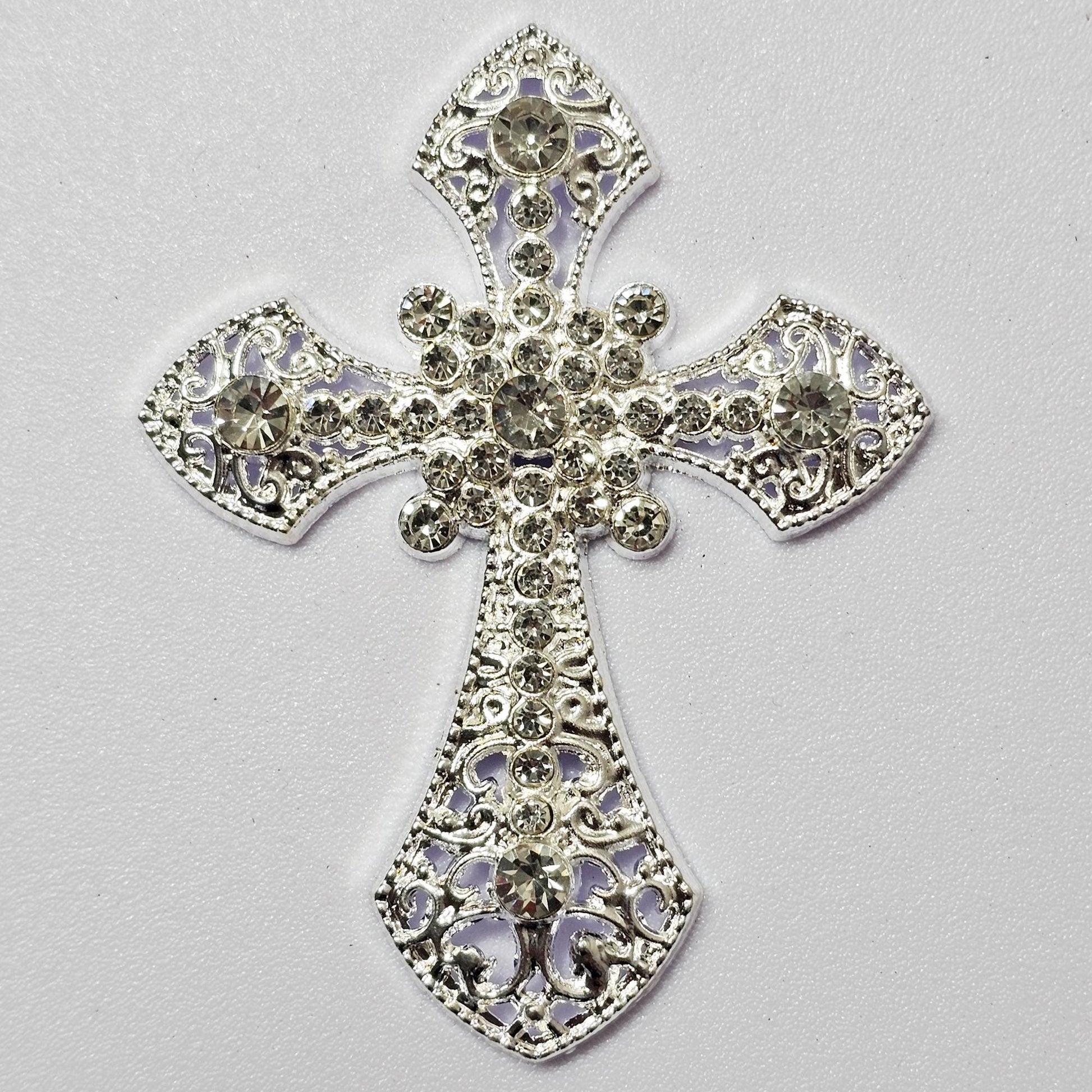 2 Pcs Rhinestone Cross Religion Alloy Bling Gorgeous Luxury Sparkling embellishment DIY 72mm X 55mm