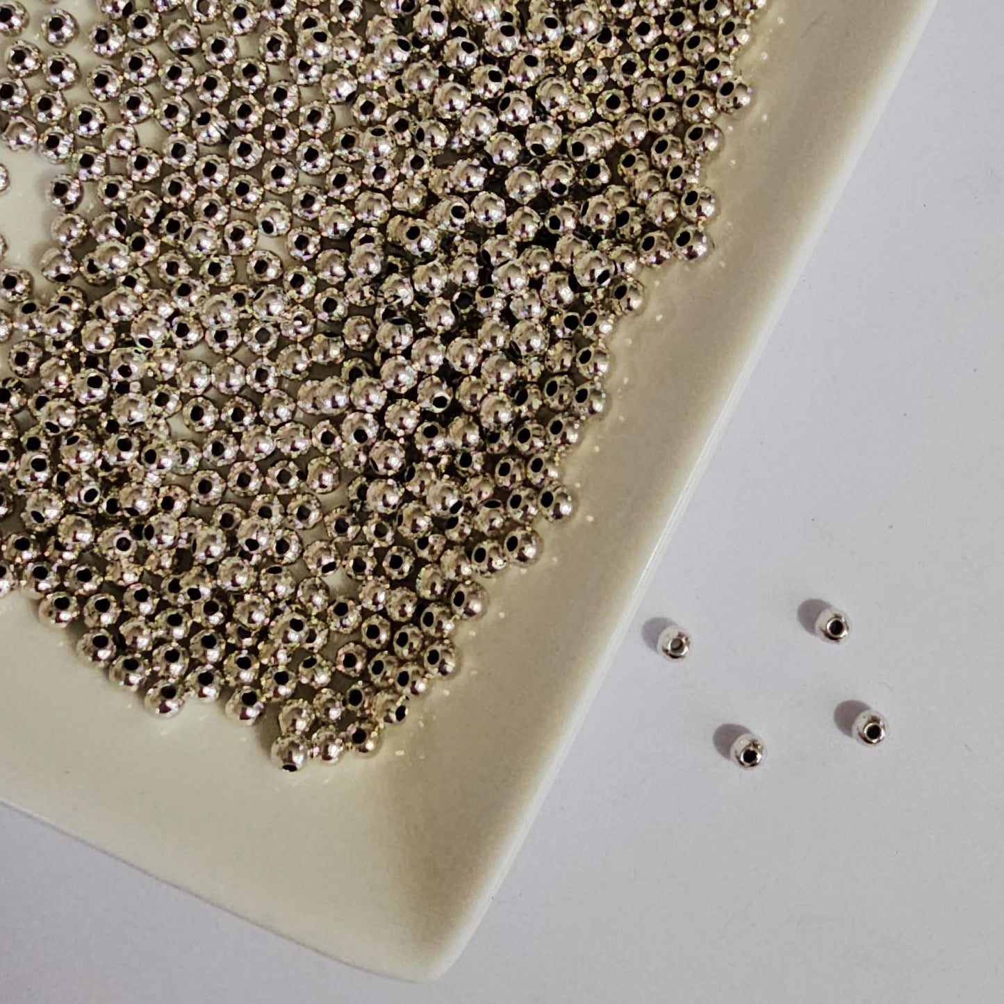 100 Pcs Tiny Spacer Beads Loose beads 4mm Silver Antique Brass bead