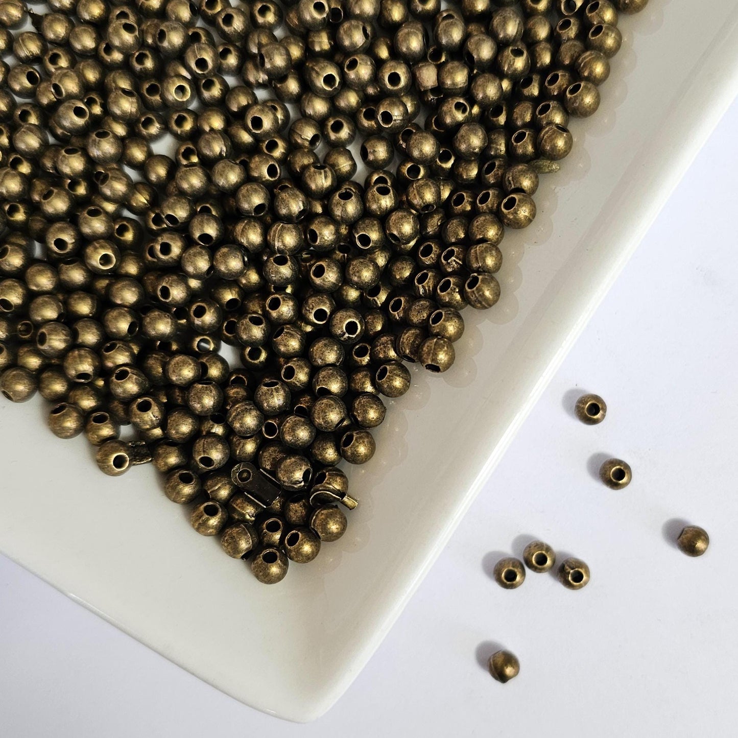 100 Pcs Tiny Spacer Beads Loose beads 4mm Silver Antique Brass bead