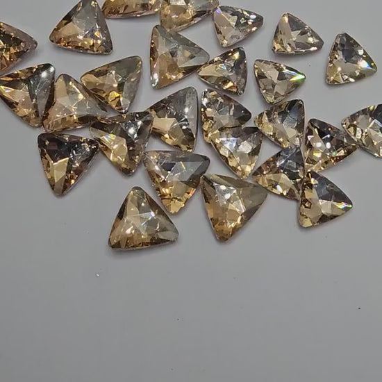Triangle Pointed Back Gems Jewels Champagne Gold Rhinestone 18mm 15mm