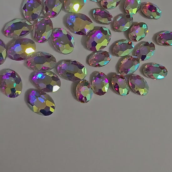 Oval Pointed Back Gems Jewels AB Crystal  Rhinestone 10x14mm 13x18mm