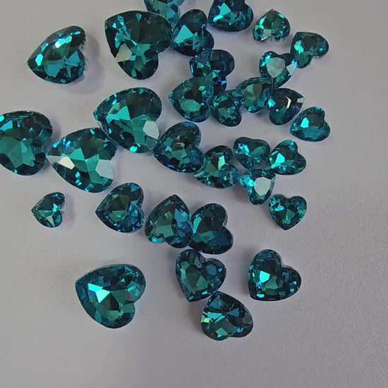Heart Pointed Back Gems Jewels Turquoise Blue Rhinestone  10mm 12mm 14mm 18mm