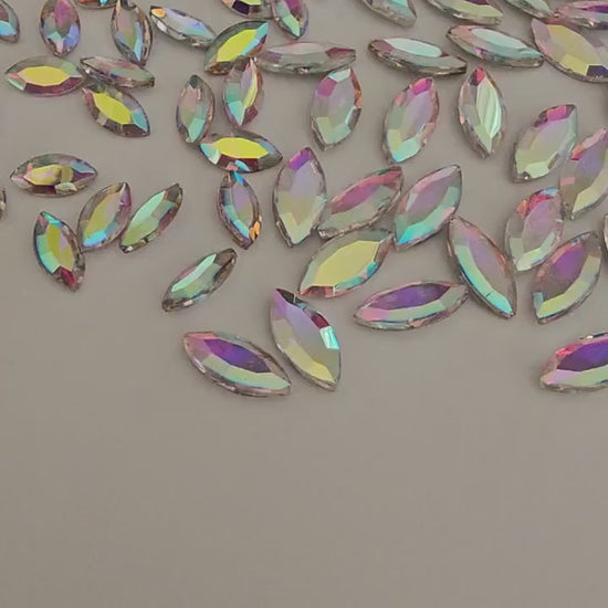 Slim Navette Pointed Back Gems Jewels AB Crystal Rhinestone  6x12mm 7x15mm