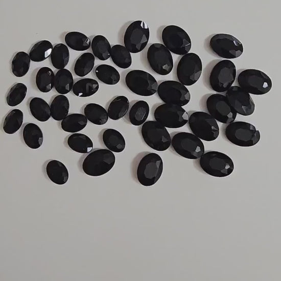 Oval Pointed Back Gems Jewels Opaque Black Clear Rhinestone 10x14mm 13x18mm