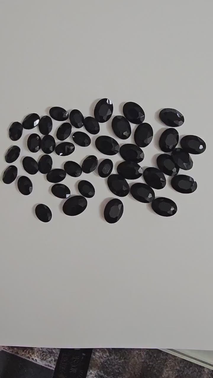 Oval Pointed Back Gems Jewels Opaque Black Clear Rhinestone 10x14mm 13x18mm