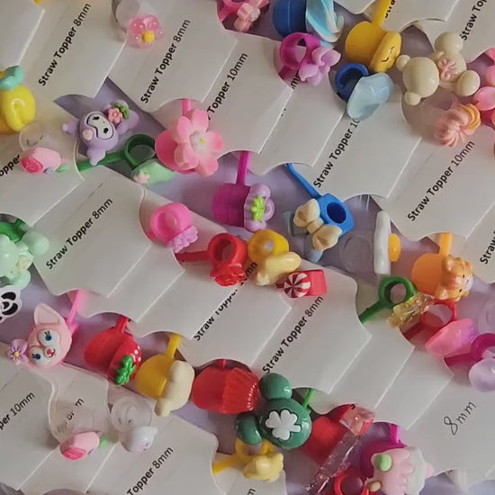 20 Pcs Straw Toppers Straw Cover Mixed Designs 8mm 10mm