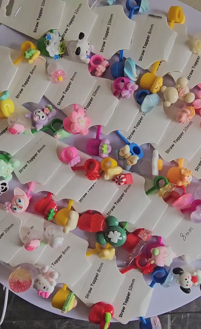 20 Pcs Straw Toppers Straw Cover Mixed Designs 8mm 10mm