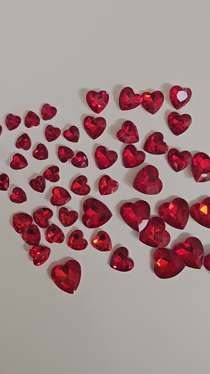 Heart Pointed Back Gems Jewels Red Rhinestone 10mm 12mm 14mm 18mm