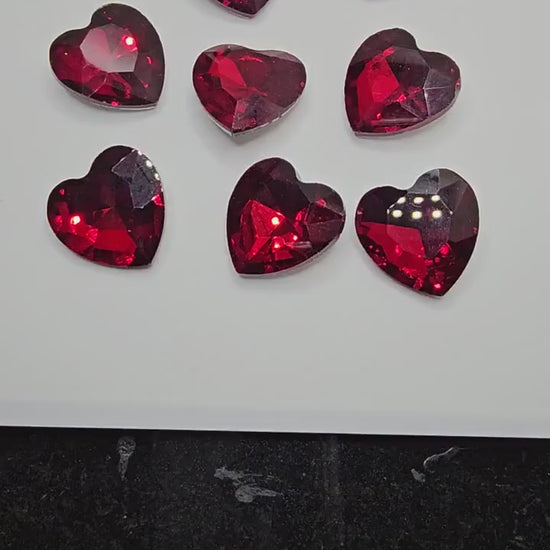 10 Pcs Heart Pointed Back Gems Jewels Dark Red Rhinestone 27mm