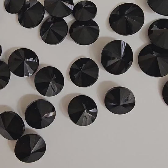 Cone Round Pointed Back Gems Jewels Opaque Black Rhinestone 10mm 12mm 14mm 16mm