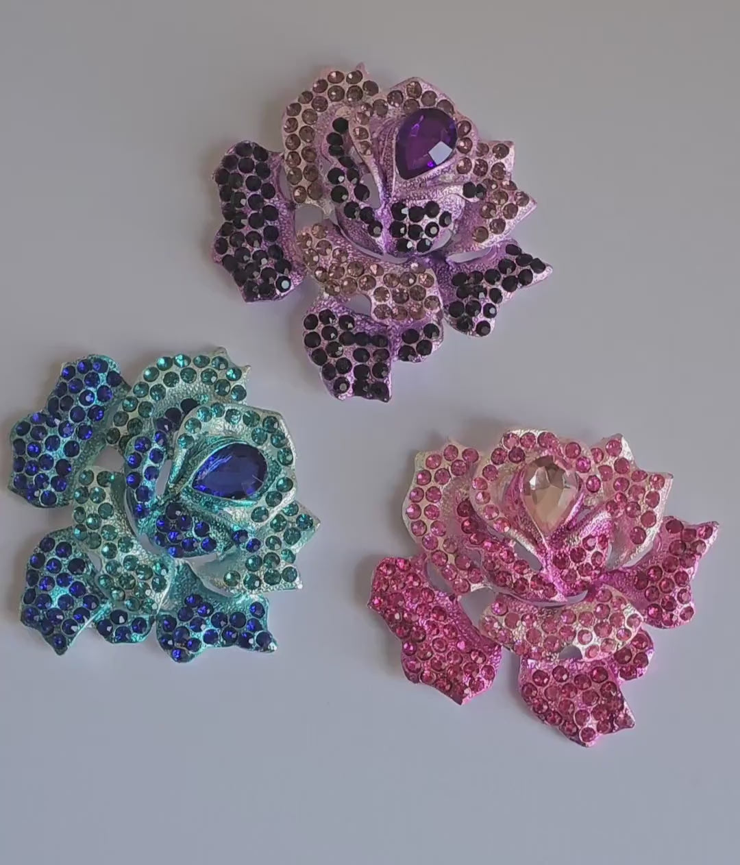 Rhinestone Large Rose Bling Gorgeous Luxury Sparkling Embellishment Cabochon Pendant Charm  85mm X 75mm