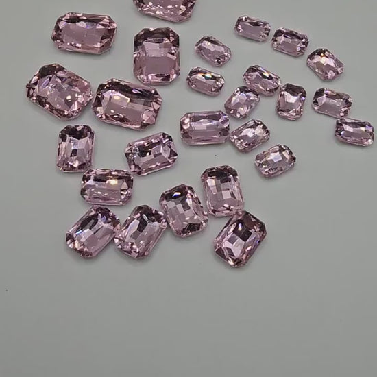 Rectangle Pointed Back Gems Jewels Pink Rhinestone 10x14mm 13x18mm 18x25mm