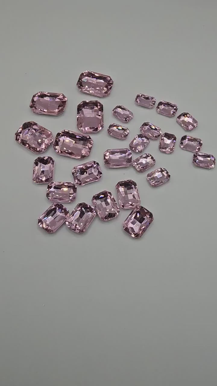 Rectangle Pointed Back Gems Jewels Pink Rhinestone 10x14mm 13x18mm 18x25mm