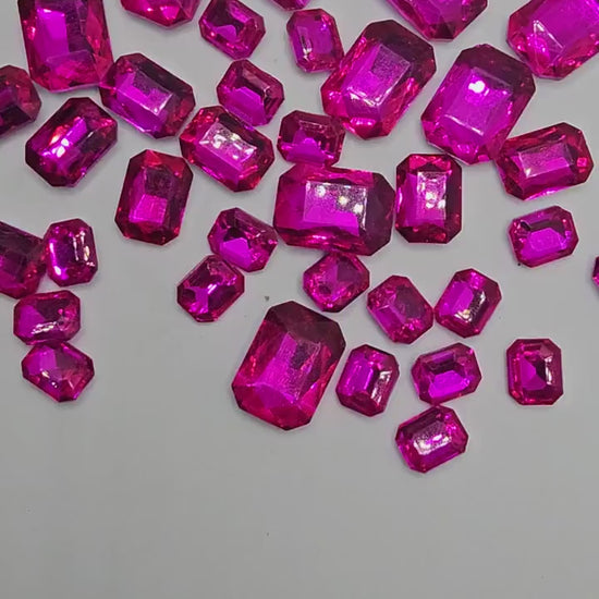 Rectangle Pointed Back Gems Jewels Hot Pink Rhinestone 6x8mm 8x10mm 10x14mm 13x18mm 18x25mm