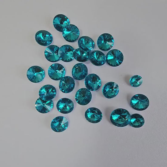 Cone Round Pointed Back Gems Jewels Turquoise Blue Rhinestone 10mm 12mm 14mm 16mm
