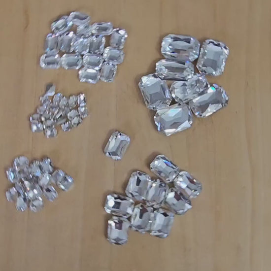 Rectangle Pointed Back Gems Jewels Crystal Clear Rhinestone 6x8mm 8x10mm 10x14mm 13x18mm 18x25mm
