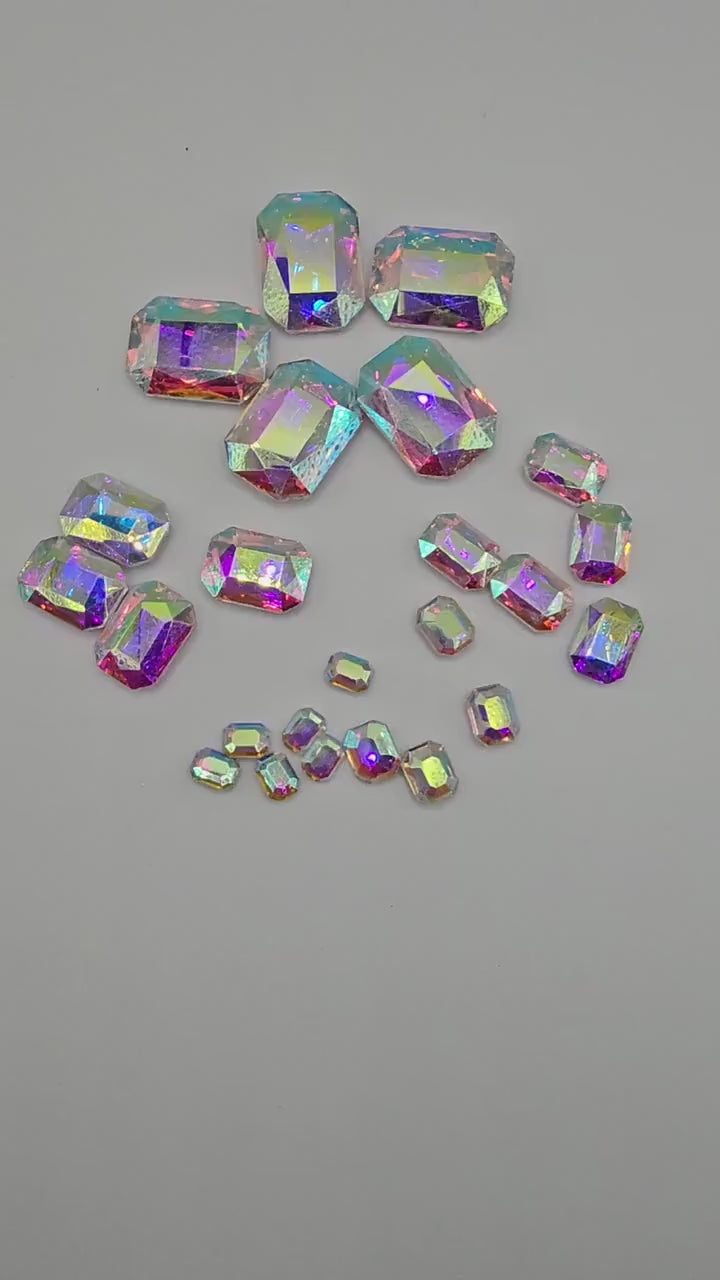 Rectangle Pointed Back Gems Jewels AB Crystal Rhinestone 6x8mm 8x10mm 10x14mm 13x18mm 18x25mm