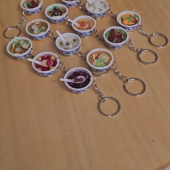 Ramen Noodle Dessert Miniature Bowl Charms Keychain Key Ring Charm