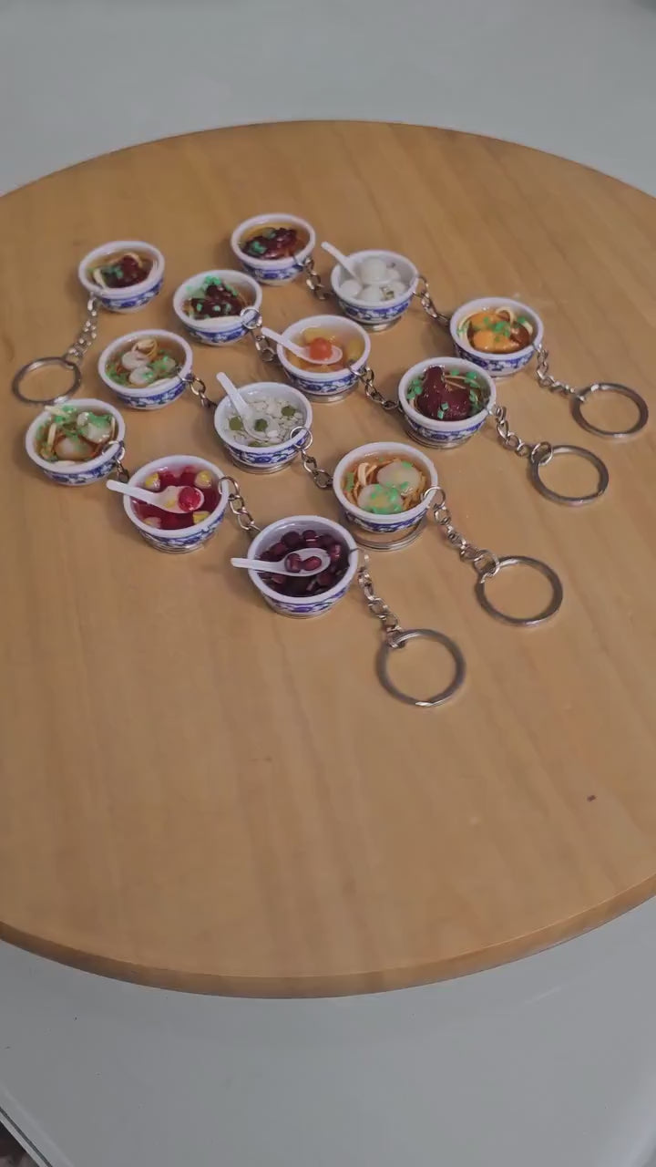 Ramen Noodle Dessert Miniature Bowl Charms Keychain Key Ring Charm