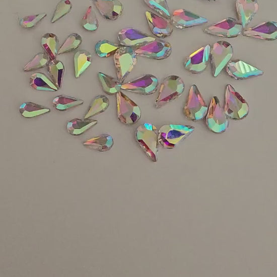Point Pear Pointed Back Gems Jewels AB Crystal  Rhinestone 6x10mm 8x13mm