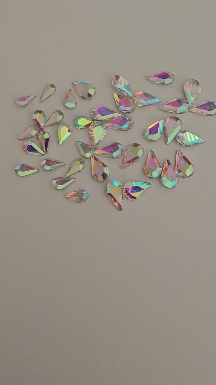 Point Pear Pointed Back Gems Jewels AB Crystal  Rhinestone 6x10mm 8x13mm