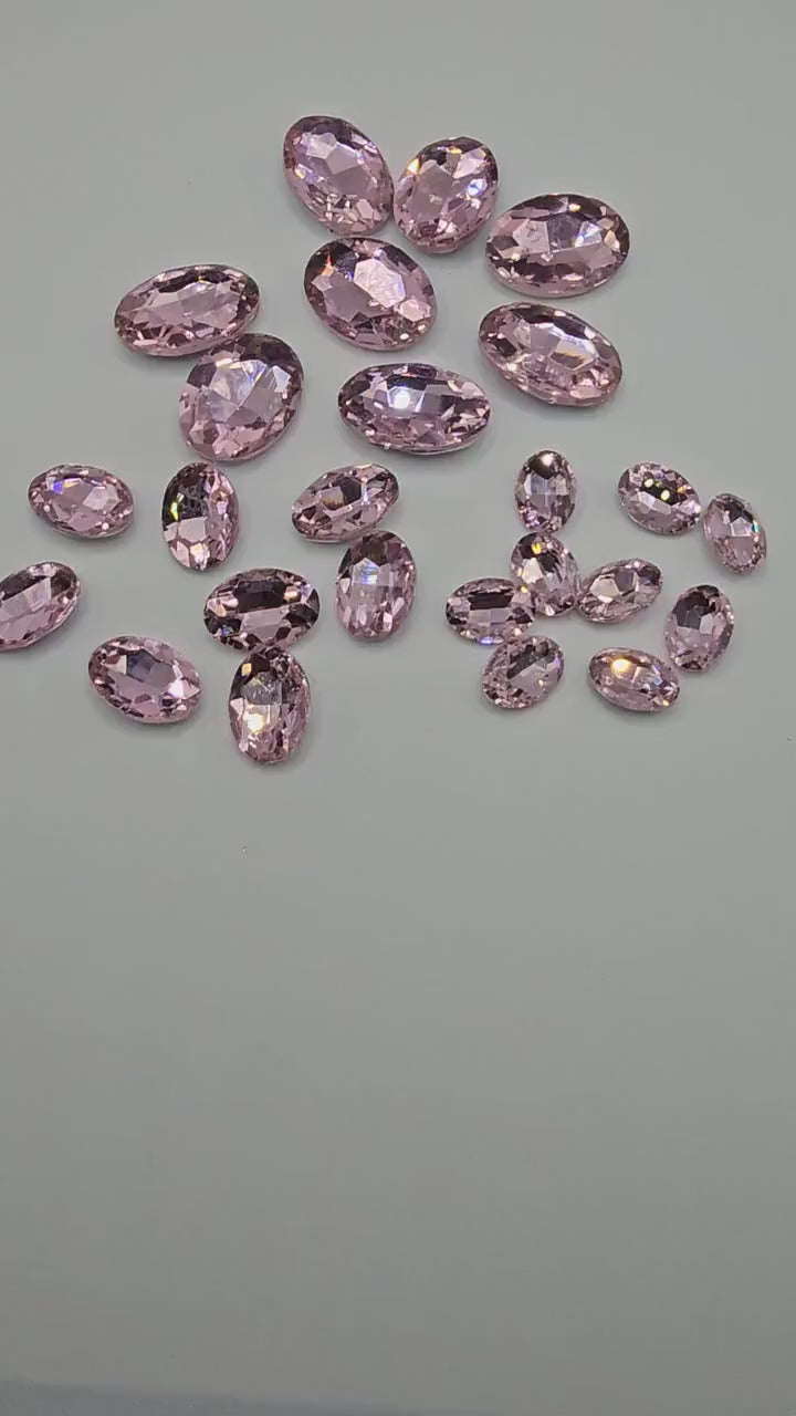 Oval Pointed Back Gems Jewels Pink Rhinestone 10x14mm 13x18mm 18x25mm