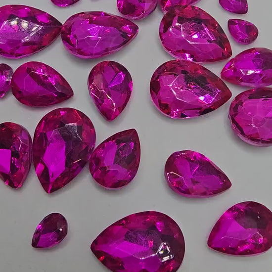 Teardrop Pointed Back Gems Jewels Hot Pink Rhinestone 6x8mm 8x10mm 10x14mm 13x18mm 18x25mm