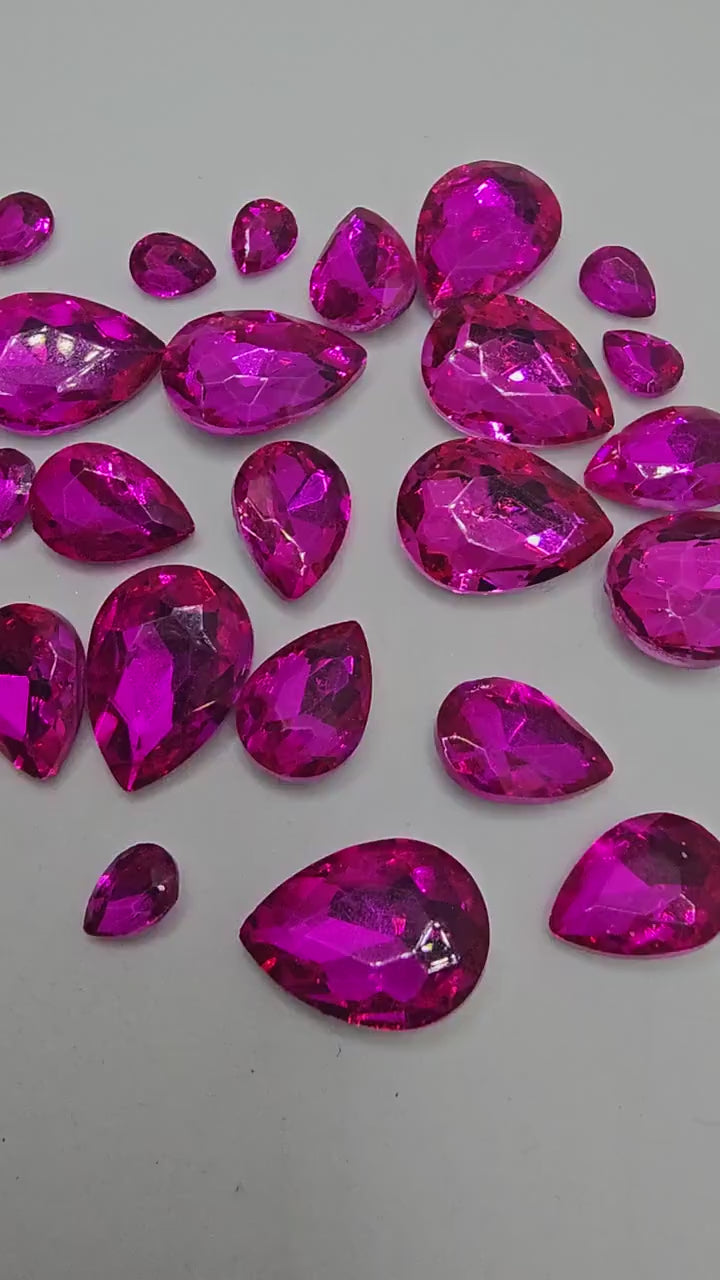 Teardrop Pointed Back Gems Jewels Hot Pink Rhinestone 6x8mm 8x10mm 10x14mm 13x18mm 18x25mm