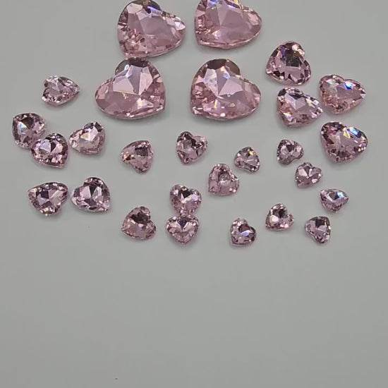 Heart Pointed Back Gems Jewels Pink Rhinestone 10mm 12mm 14mm 18mm 27mm
